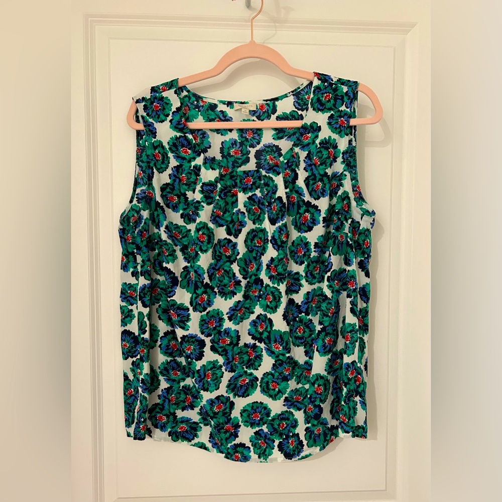 Talbots Green & Blue Sleeveless Tank Top with Rounded Neckline